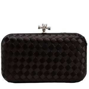 NWT ANTONIO MELANI Mini Weave Minaudiere Silver Metal Clutch